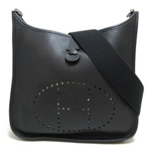 Hermes PM Shoulder Bag Leather Taurillon Clemence Black